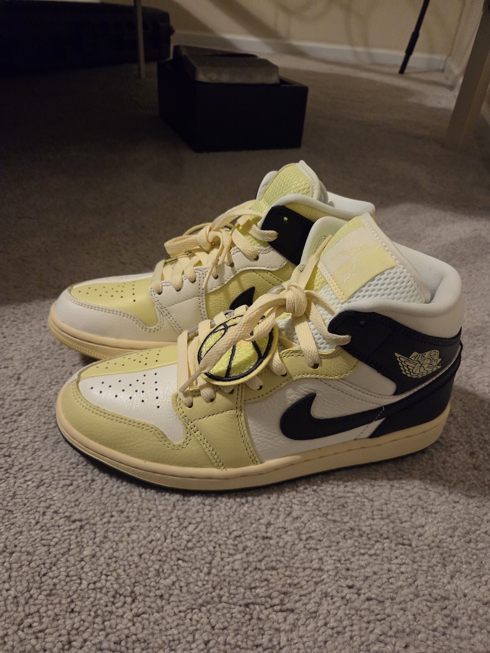 Jordan High-Top Sneakers in Yellow, Black and White